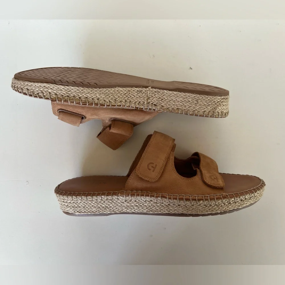 Cole Haan Leather Cloudfeel Espadrille Slide Sandals in Pecan Tan, 11B - Picture 8 of 13